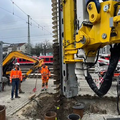 RTG Track Piler at Ulm main station